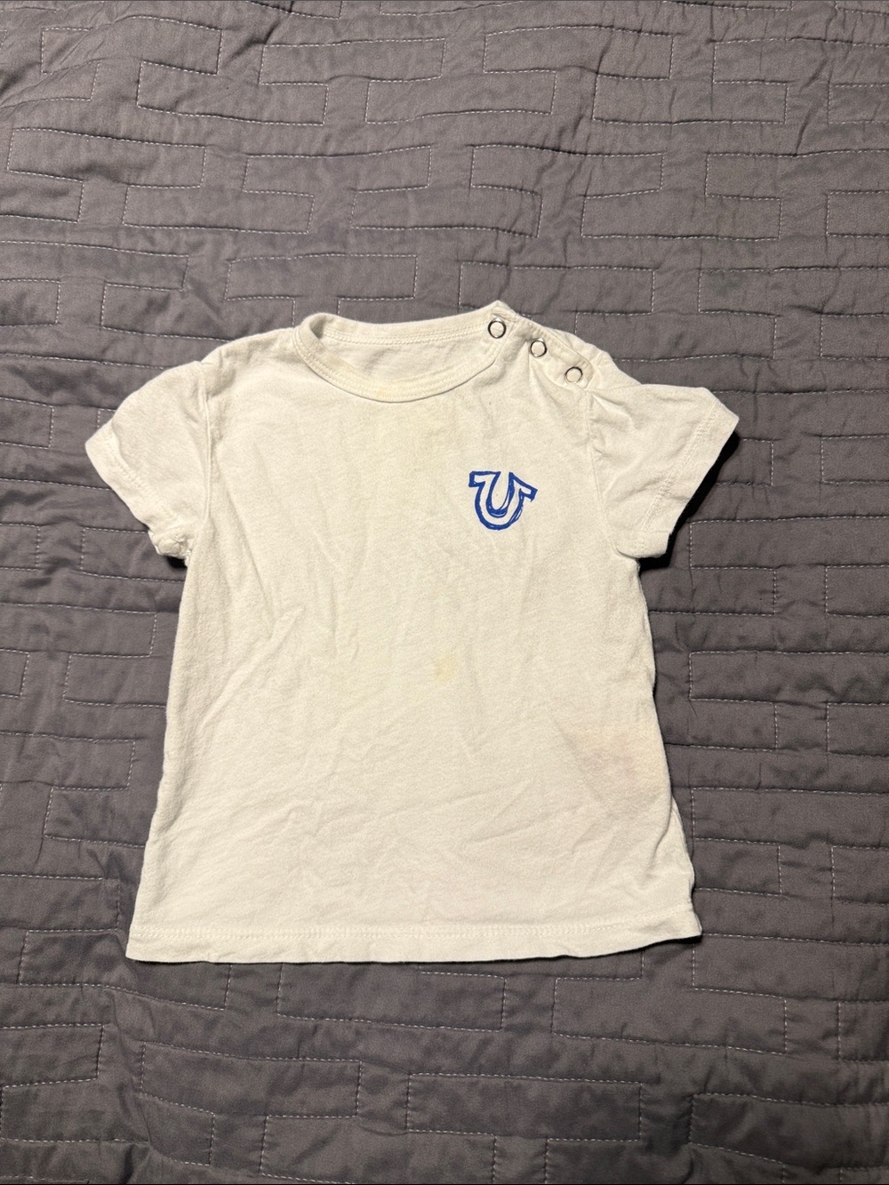 True Religion White Short-Sleeve Tee with Blue Logo